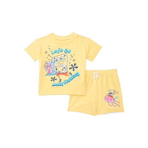 SpongeBob SquarePants Baby Boys Short Sleeve Graphic Tee and Shorts Set, 2-Piece, Sizes 0/3M-24M