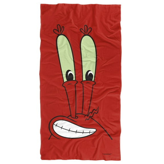 Spongebob Beach Towel, 30"x60", Mr. Krab Face Beach Towel