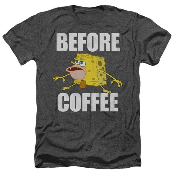 Spongebob Before Coffee Meme Unisex Adult Heather T Shirt