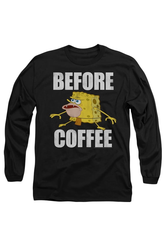 Spongebob Before Coffee Meme Unisex Adult Long-Sleeve T Shirt