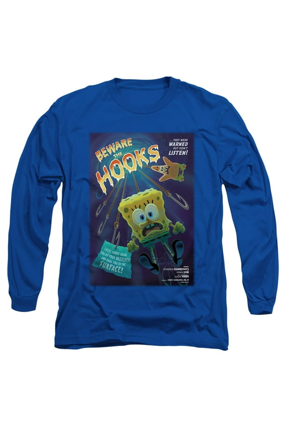 Spongebob Beware The Hooks Unisex Adult Long-Sleeve T Shirt