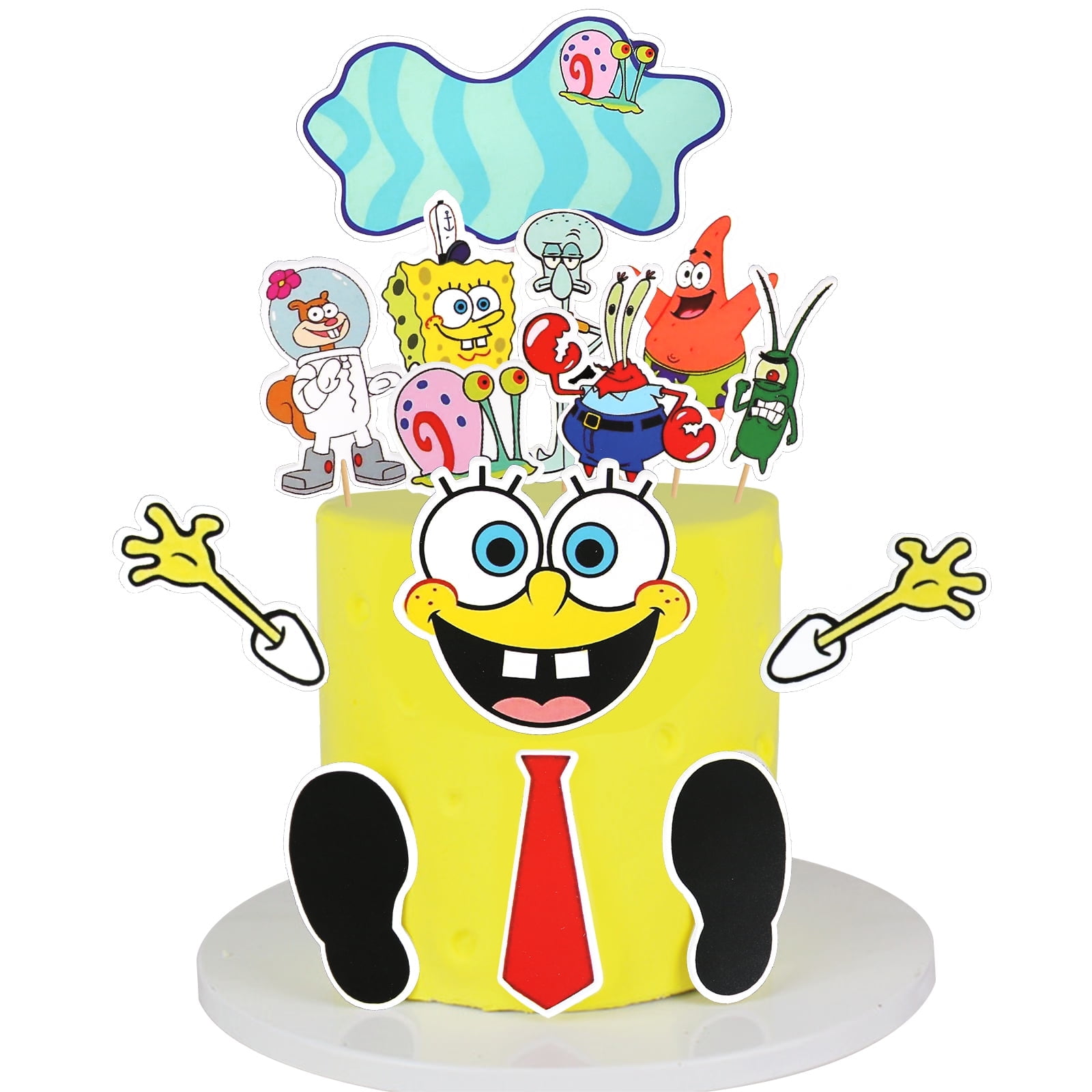 Spongebob Birthday Decorations Set, Spongebob Cake Decorations Cake Toppers Happy Birthday Party Supplies for Kids Boys Girls Baby Shower