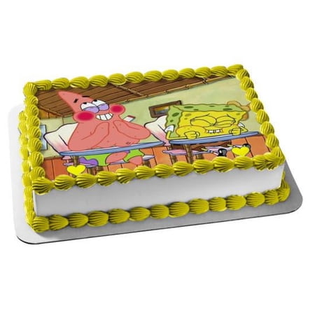 Spongebob Birthday Edible Cake Topper Image 1/4 sheet ABPID22154