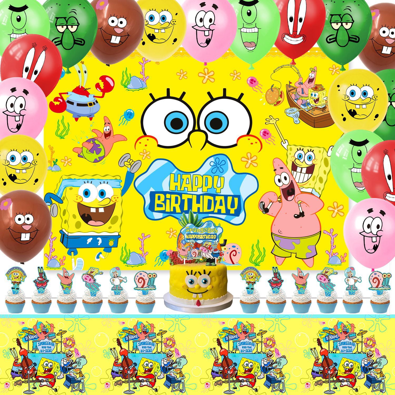 Spongebob Birthday Party Decorations, Cartoon Spongebob Themed Party