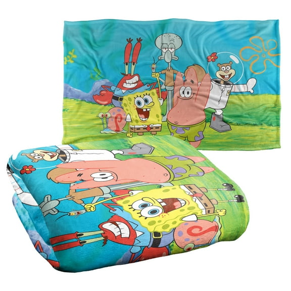 Spongebob Blanket, 36"x58" Spongebob Group Scene Silky Touch Super Soft Throw Blanket