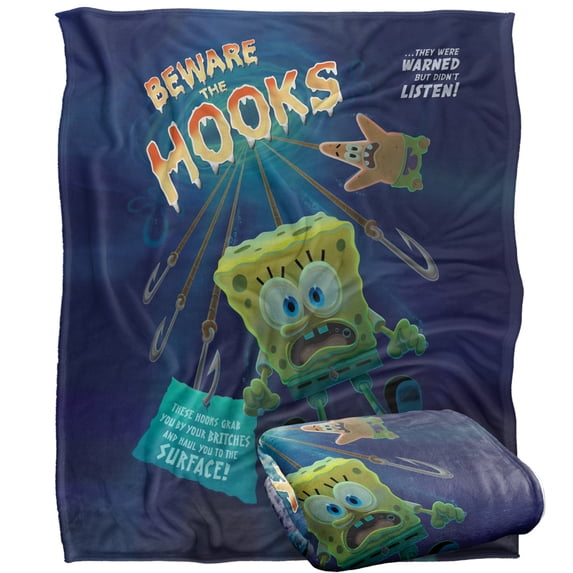 Spongebob Blanket, 50'x60' Beware The Hooks Silky Touch Super Soft Throw Blanket