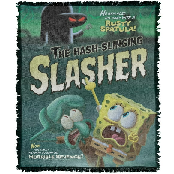 Spongebob Blanket, 50'x60' Hash Slinging Slasher Woven Tapestry Cotton Blend Fringed Throw Blanket