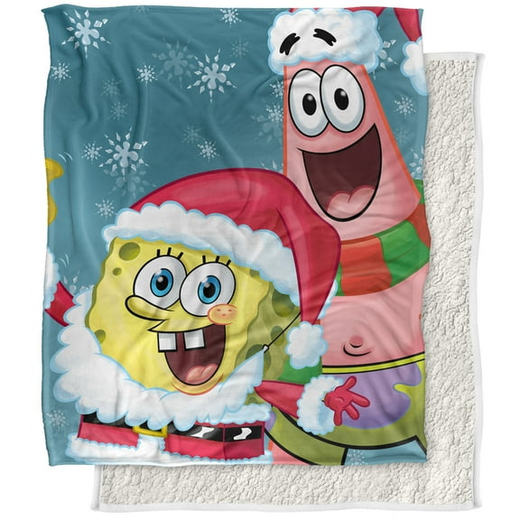 Spongebob Blanket, 50'x60' Santa Silky Touch Sherpa Back Super Soft Throw Blanket