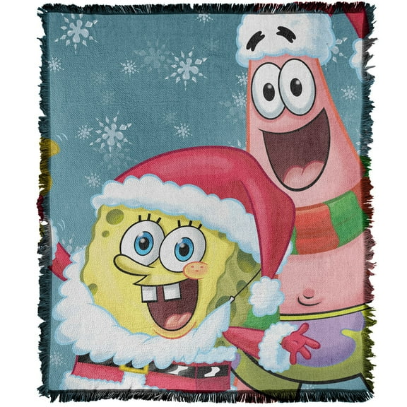 Spongebob Blanket, 50'x60' Santa Woven Tapestry Cotton Blend Fringed Throw Blanket