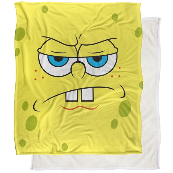Spongebob Blanket, 50"x60" Spongebob Angry Face Silky Touch Sherpa Back Super Soft Throw Blanket