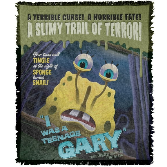 Spongebob Blanket, 50'x60' Teenage Gary Woven Tapestry Cotton Blend Fringed Throw Blanket