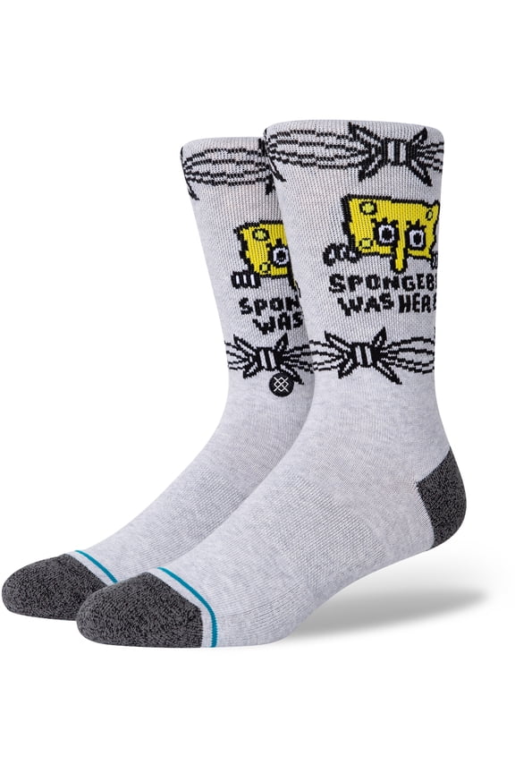 Spongebob Bob Was Here Crew Socks [Heathergrey]