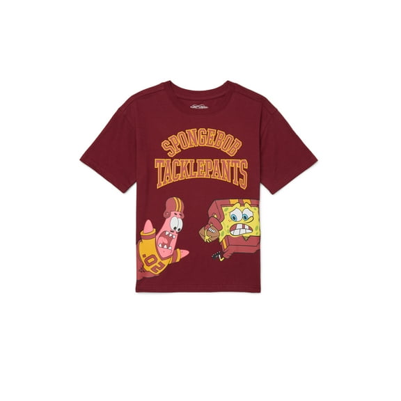 SpongeBob SquarePants Boys Graphic Retro Print Tee with Short Sleeves, Sizes 4-18