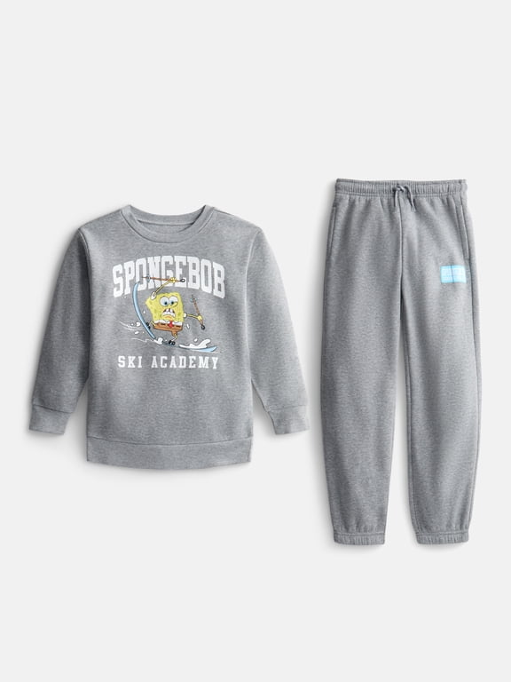 SpongeBob SquarePants Boys Graphic Crewneck Sweatshirt and Joggers Set, 2-Piece, Sizes 4-16