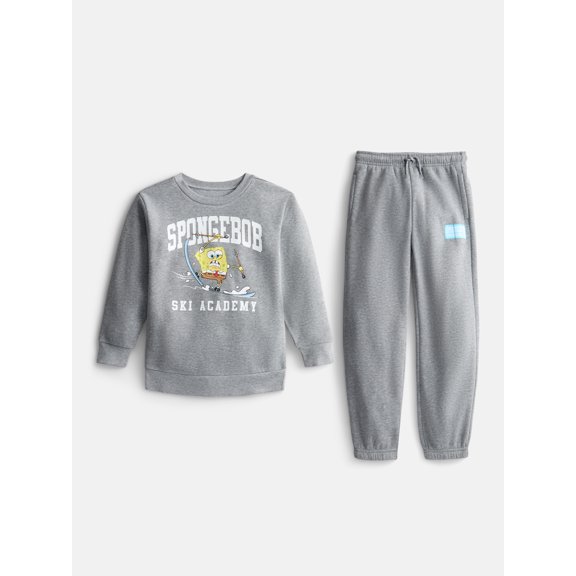 SpongeBob SquarePants Boys Graphic Crewneck Sweatshirt and Joggers Set, 2-Piece, Sizes 4-16
