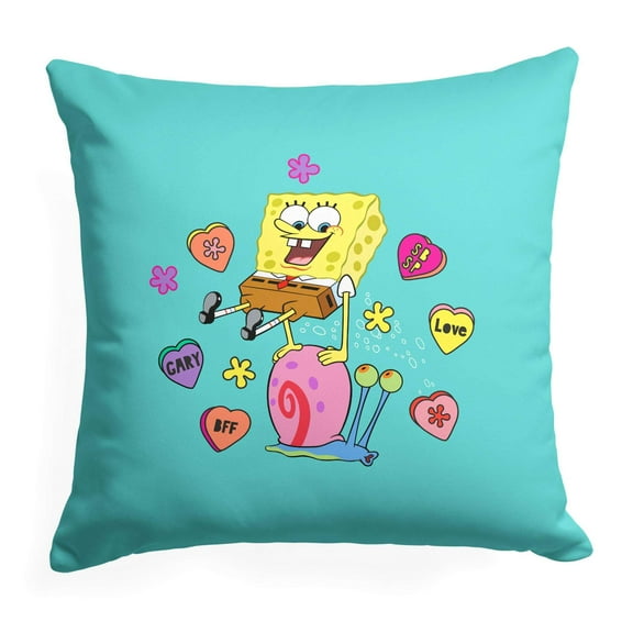 Spongebob Candy Hearts Kids Printed Throw Pillow