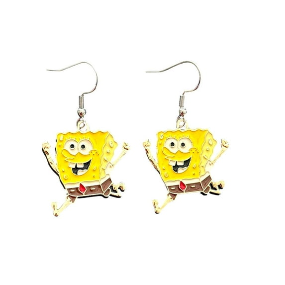 Spongebob Cartoon Earrings Enamel Finish French Wire Dangle