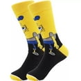 thumbnail image 1 of Spongebob Cartoon Socks, Fun Novelty Mens/Womens Crew Character Socks Yellow/Black, 1 of 1