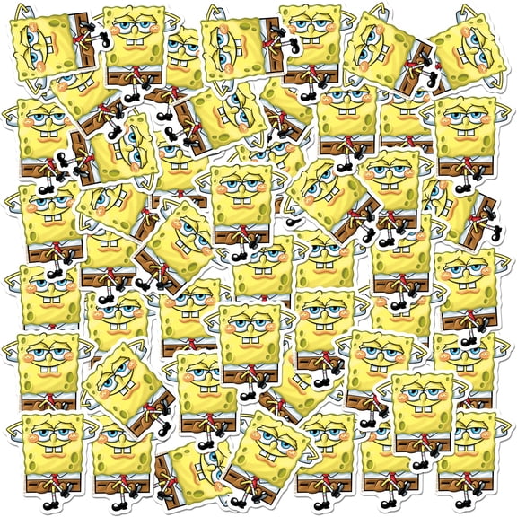 Spongebob Chill Expression Sticker Pack 50ct Die Cut Vinyl Large Deluxe Variety Set for Laptop, Water Bottle, Scrapbooking, Tablet & Indoor/Outdoor Use