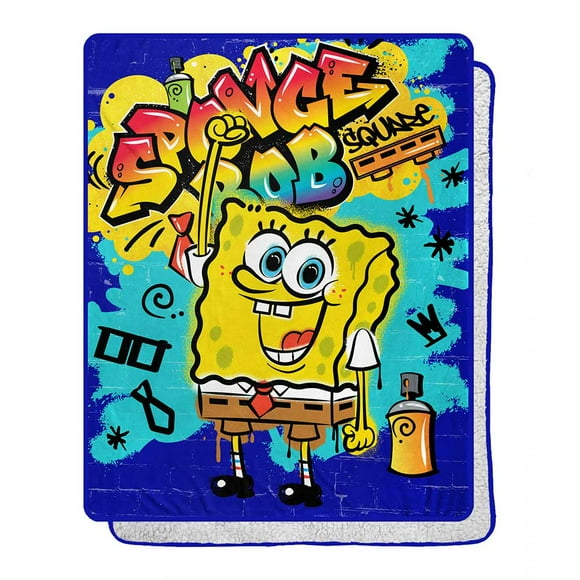 Spongebob Graffiti Bob Silk Touch Sherpa Blanket