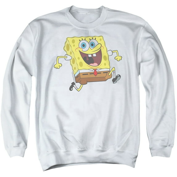 Spongebob Happy Running Spongebob Unisex Adult Crewneck Sweatshirt