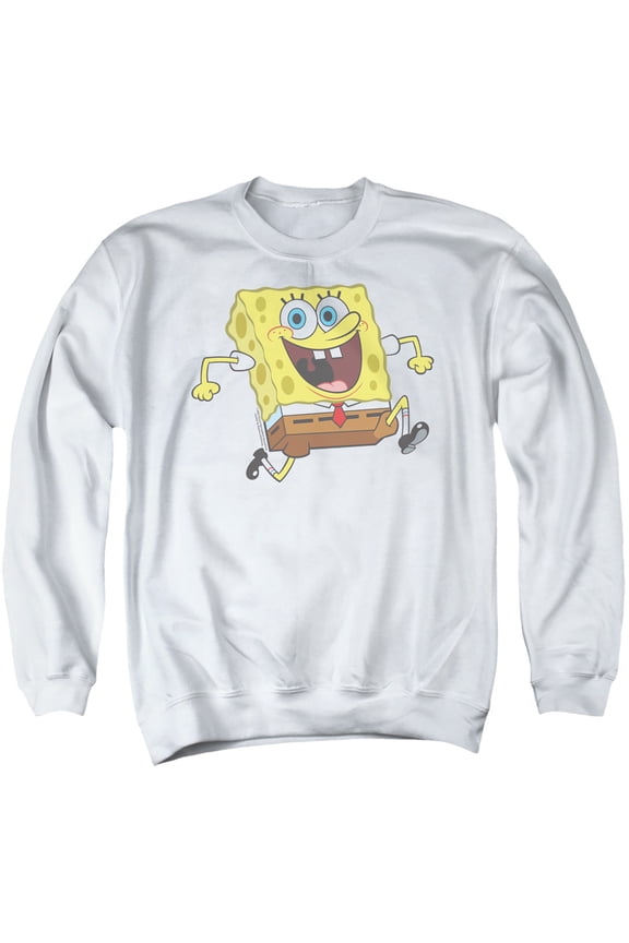 Spongebob Happy Running Spongebob Unisex Adult Crewneck Sweatshirt