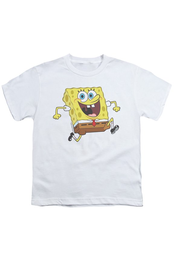 Spongebob Happy Running Spongebob Unisex Youth T Shirt