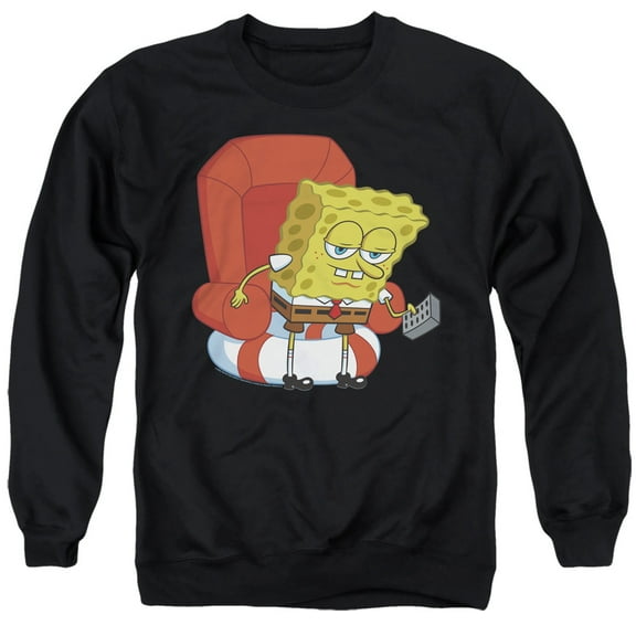 Spongebob Head Out Meme Unisex Adult Crewneck Sweatshirt (Large) Black