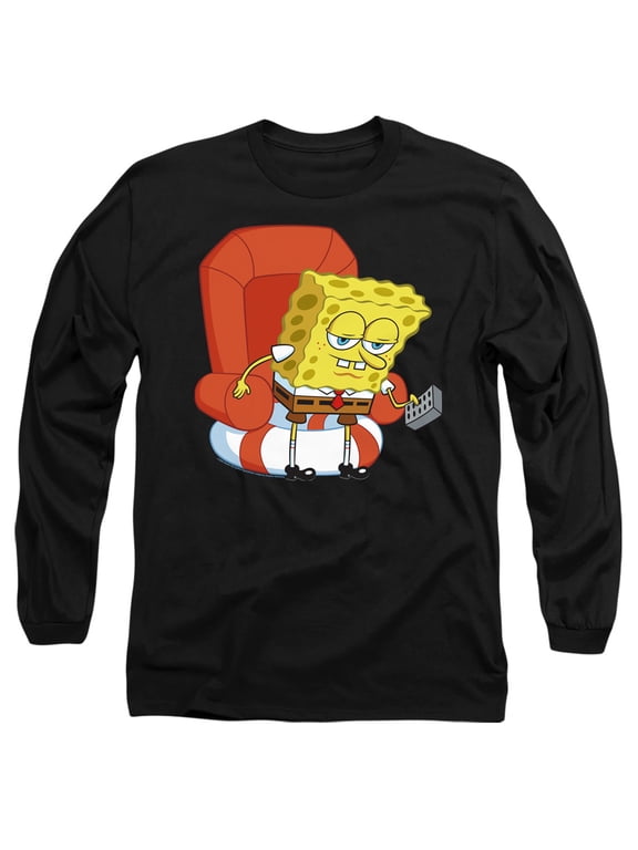 Spongebob Head Out Meme Unisex Adult Long-Sleeve T Shirt (Medium) Black