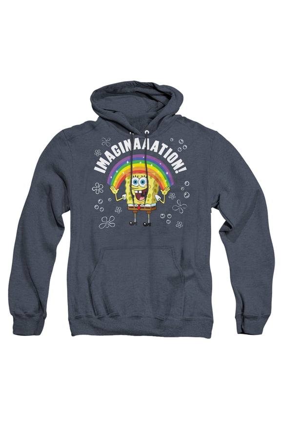 Spongebob Imagination Unisex Adult Pull-Over Heather Hoodie,Navy, 3X-Large
