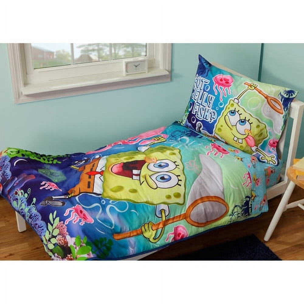 Spongebob Jelly Fish 4 Piece Toddler Bedding Set Walmart