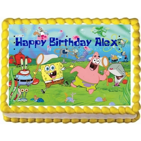 Spongebob Jellyfish Birthday Party Image Edible Cake Topper Frosting Sheet