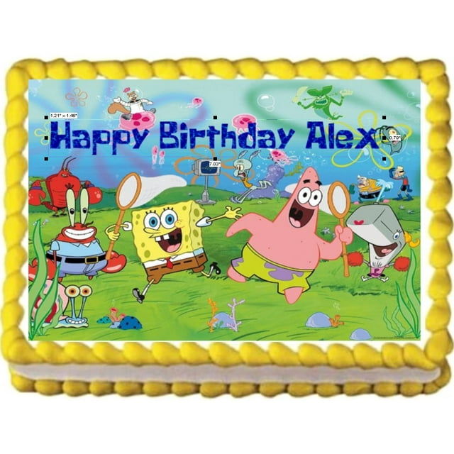Spongebob Jellyfish Birthday Party Image Edible Cake Topper Frosting
