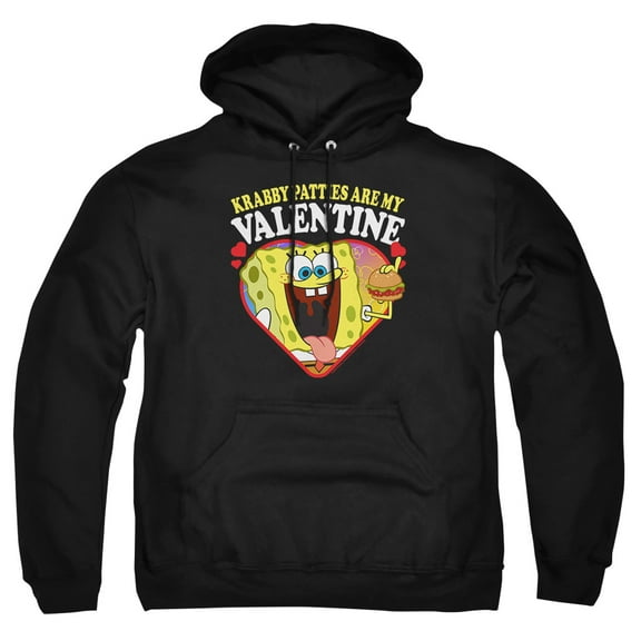 Spongebob Krabby Patties are my Valentine Adult Pull-Over Hoodie, Black, 3X-Large