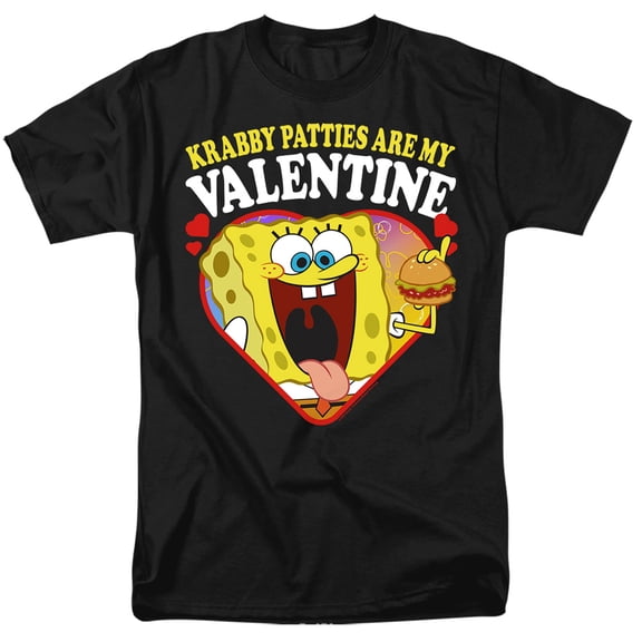 Spongebob Krabby Patties are my Valentine Unisex Adult T Shirt, Black, 5X-Large