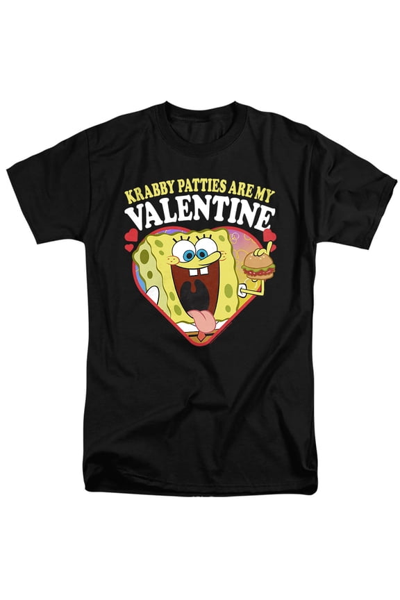 Spongebob Krabby Patties are my Valentine Unisex Adult Tall T Shirt (2X-Large) Black