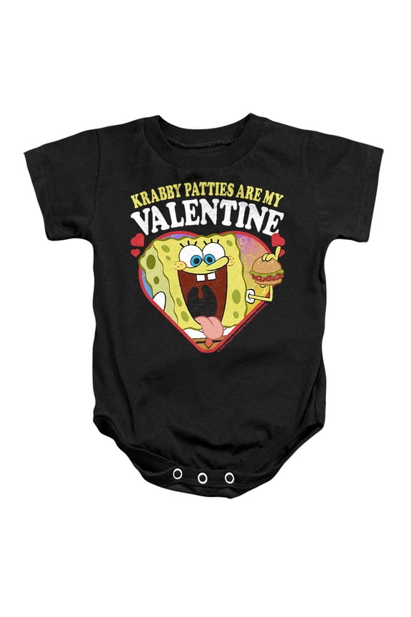 Spongebob Krabby Patties are my Valentine Unisex Infant Snap Suit for Baby, Black, Small