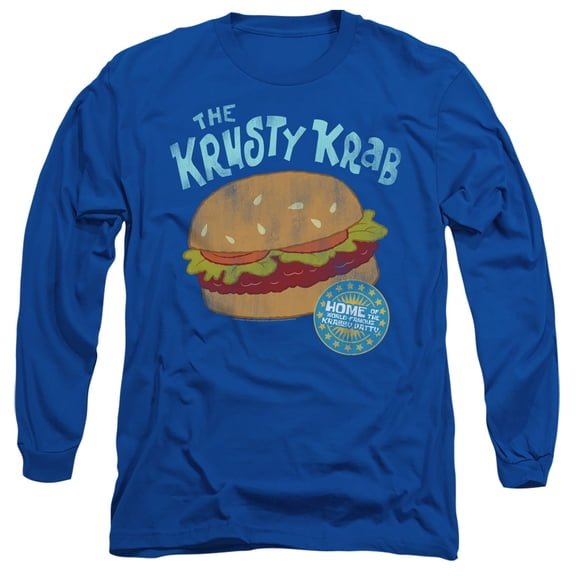 Spongebob Krusty Krab Unisex Adult Long-Sleeve T Shirt (3X-Large) Royal Blue
