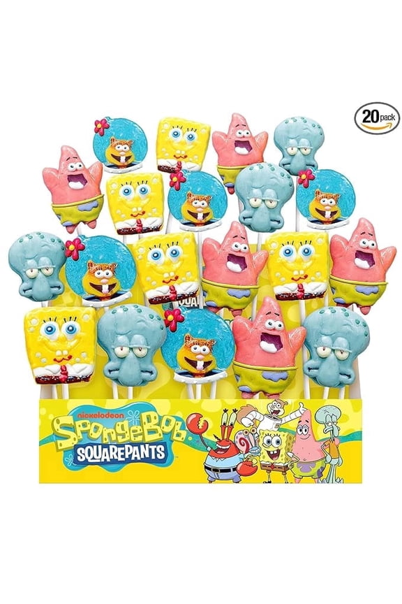 SpongeBob Jumbo Lollipops, Hand Crafted Candy for Kids, 20-Pack