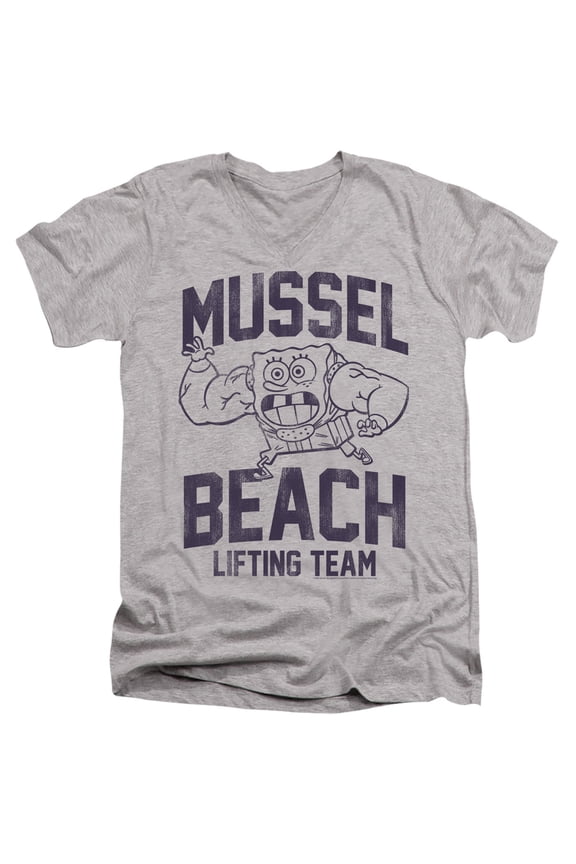 Spongebob Mussle Beach Lifting Team Unisex Adult V-Neck T Shirt