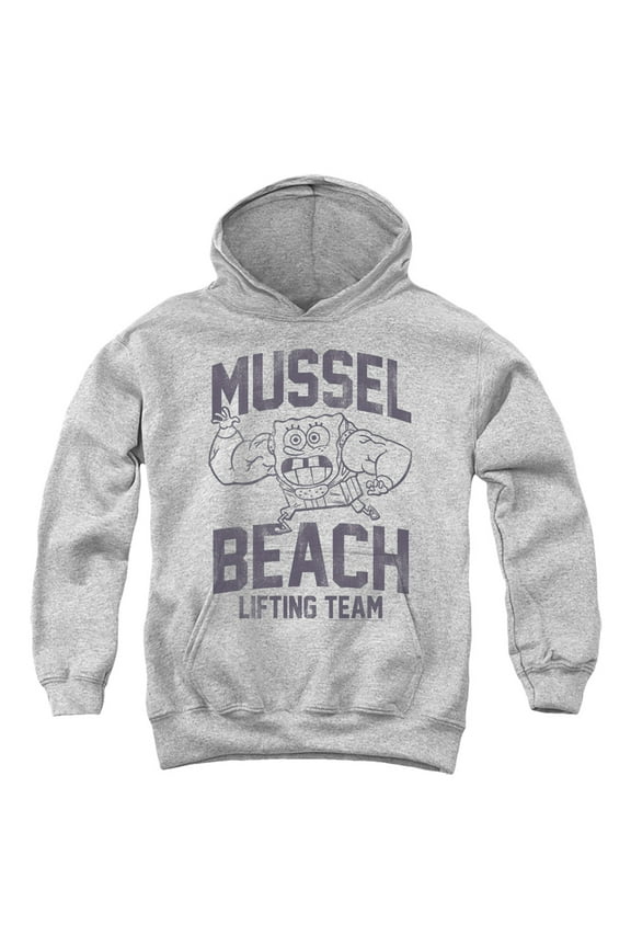 Spongebob Mussle Beach Lifting Team Unisex Youth Pull-Over Hoodie