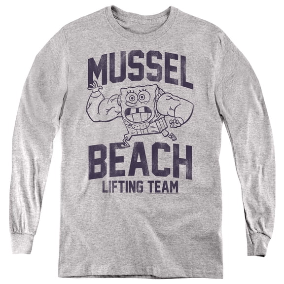 Spongebob Mussle Beach Lifting Team Youth Long Sleeve T shirt