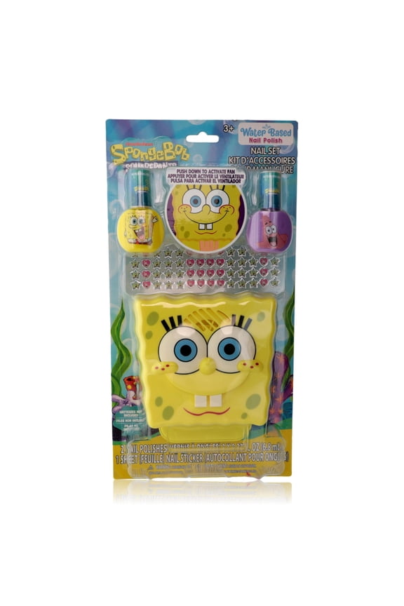Spongebob Nail Set with Nail Dryer, 14 Piece Set for Kids
