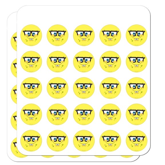 Spongebob Nerd Face 1" Planner Calendar Scrapbooking Crafting Clear Stickers