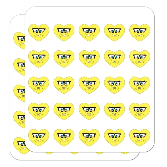 Spongebob Nerd Face Heart Shaped Planner Calendar Scrapbook Craft Stickers