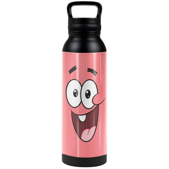 Spongebob Official Patrick Joyful Face 24 oz Insulated Canteen Water Bottle, Leak Resistant, Vacuum Insulated Stainless Steel with Loop Cap