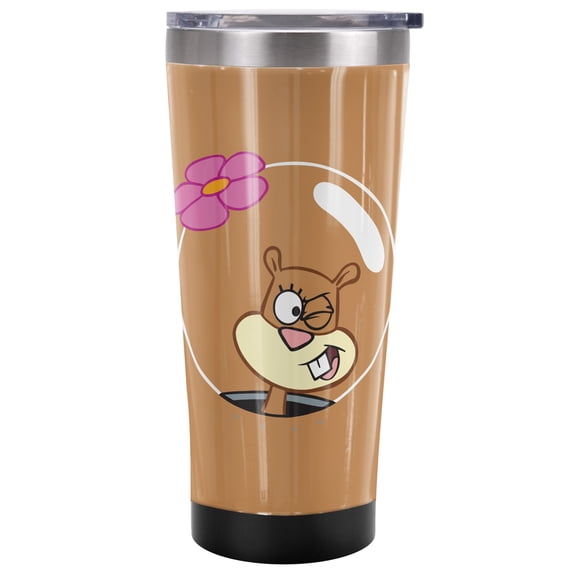 Spongebob Official Sandy Wink Face 20 oz Travel Tumbler, Stainless Steel, Vacuum Insulated with Leak Resistant Slide-Lock Lid