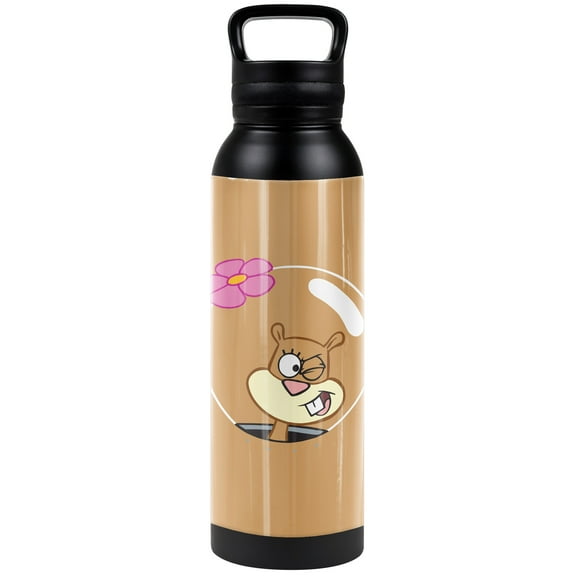 Spongebob Official Sandy Wink Face 24 oz Insulated Canteen Water Bottle, Leak Resistant, Vacuum Insulated Stainless Steel with Loop Cap