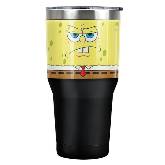 Spongebob Official Sponge Face 30 oz Travel Tumbler, Stainless Steel, Vacuum Insulated with Leak Resistant Slide-Lock Lid