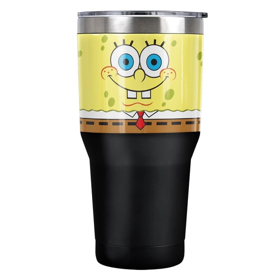 Spongebob Official Spongebob Smiling Face 30 oz Travel Tumbler, Stainless Steel, Vacuum Insulated with Leak Resistant Slide-Lock Lid